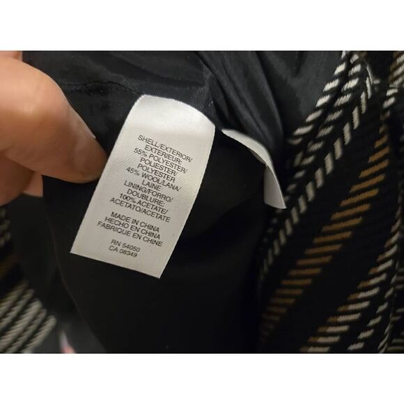 Anne Klein Women's Size Small Black/White/Brown Wool Blend Herringbone Design 3/ - Picture 6 of 7